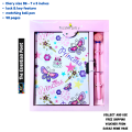 Kids Diary with Butterfly Pen and Lock Set B6-7x5 inch 48 Pages - Girls Planner with Creative Sketching Features. 