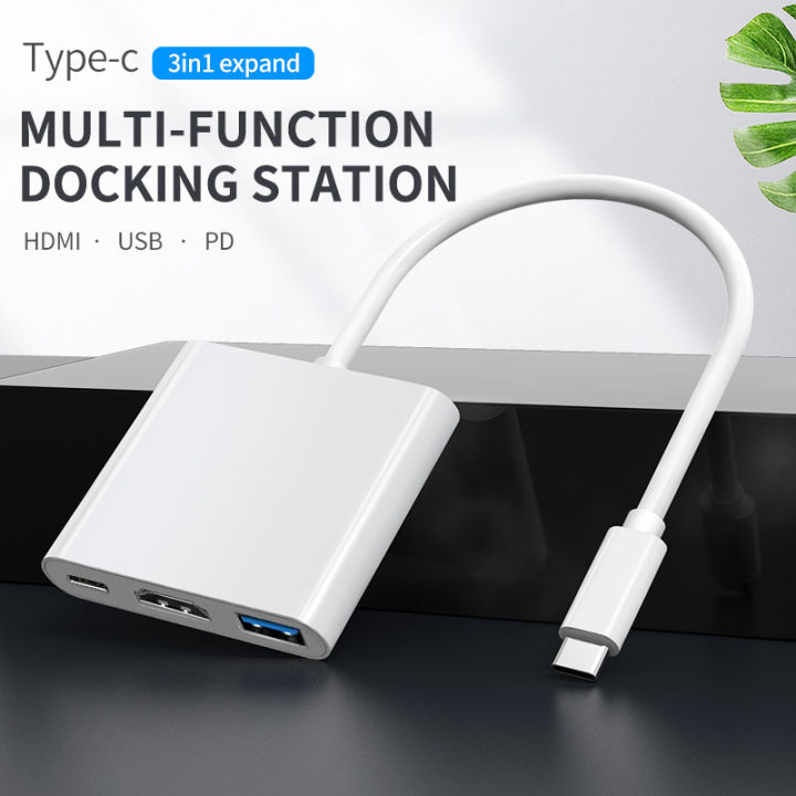 USB C to HDMI Multiport Adapter,3-in-1 Type-C Hub with Thunderbolt 3 to ...