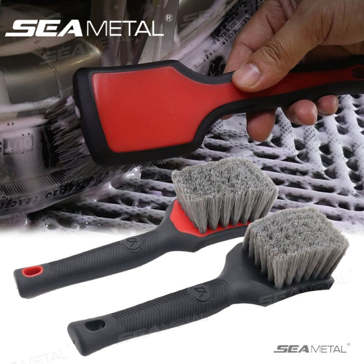 SEAMETAL Rubber Handle Car Wheels Brushes Medium Stiff Synthetic Bristles Tire Scrub Cleaner Never Scratch Wheel Tire Clean Tool