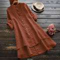 Women's Spring Solid Cotton Linen Shirt Dress Ladies Loose Dress Long Tops Blouse Plus Size Clothes Clothing 2024. 