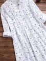 Plus Size Women's Shirts 2025 New White Long Sleeve Casual Cute Sweet Blouses Elegant Fashion Flower Printed Lapel Button Up Top. 