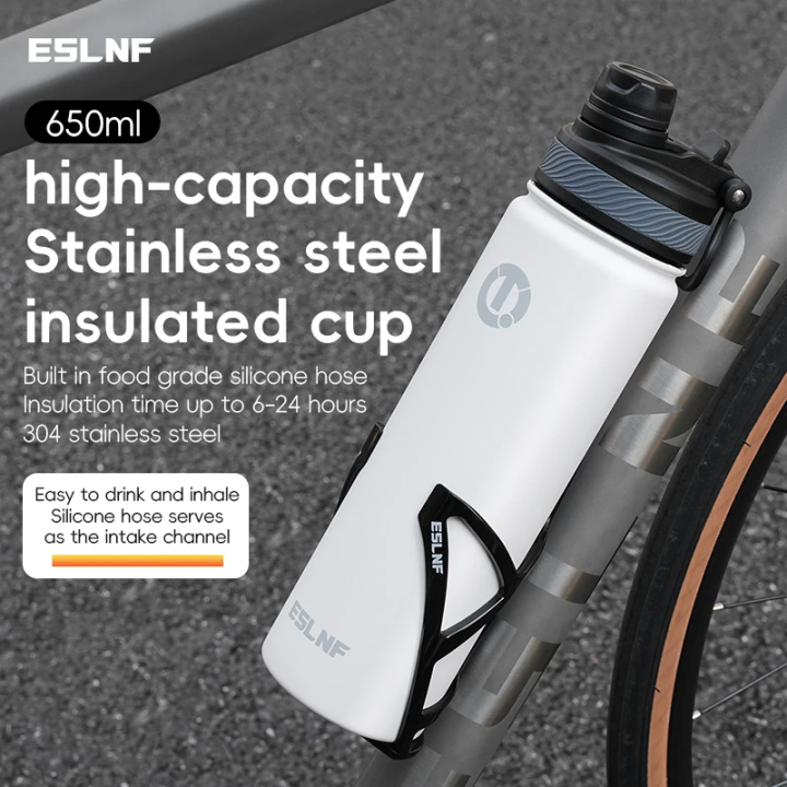 ESLNF Insulated 304 Stainless Steel Water Bottle 650ML Big Capacity Cycling Bottle Portable Drinking Water Bottle