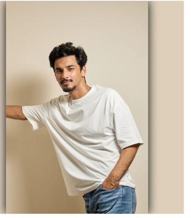 Drop  Shoulder Cotton T-Shirt For Men black and white