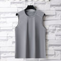 Summer Ice Silk Breathable and Sweat-absorbing Quick Drying Men's Sleeveless T-shirt Soft and Comfortable Men's Top.