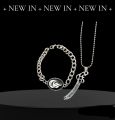 2pcs/New Combo  Deal -Mens Fashion Sterling Islamic Imam Ali Nacklace+Black Stone Braclet-Top Fashion High Quality Shar E Ali Sword Nacklace With Black Stone I'mam Zulfikar Ali Logo Braclete For Boys And Men's -Islamic Nacklace With Braclet For Men. 
