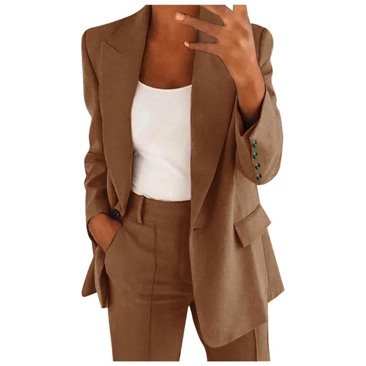 Women's Blazer Top Elegant Solid Long Sleeves Jacket Suit Jacket Business Fashion Spring Tracksuit Office Lady Blouse Coat Tops