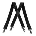 Heavy Duty Big Tall Suspenders with 4 Snap Hooks 3.5*120cm for Men Work Adjustable Elastic Trouser Brace Strap Belt Solid Black.