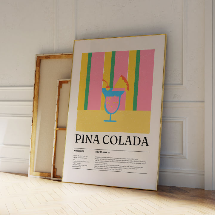 Modern Minimalist Retro Pina Colada Cocktail Gifts For Wall Art Prints Canvas Painting Poster Picture For Living Room Home Decor