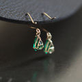 New  2024 Sterling Silver Emerald Zircon Water Drop Earrings for Women Plated Gold Retro Original Jewelry aretes de mujer. 