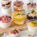 50PCS Disposable Clear Plastic Pudding Cups with Lids Tiramisu Dessert Cupsfor Baking Party Supplies Jelly Yogurt Container.