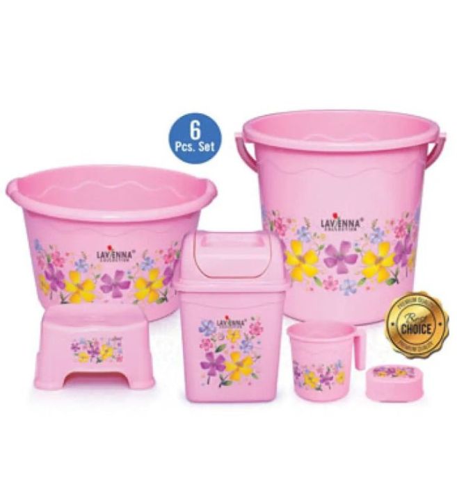 6pice plastic bathroom set /best washroom set for use / Pure high Quality/ Available in varity of different Attractive colours |