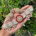Double layer pearl chain choker set for women. 
