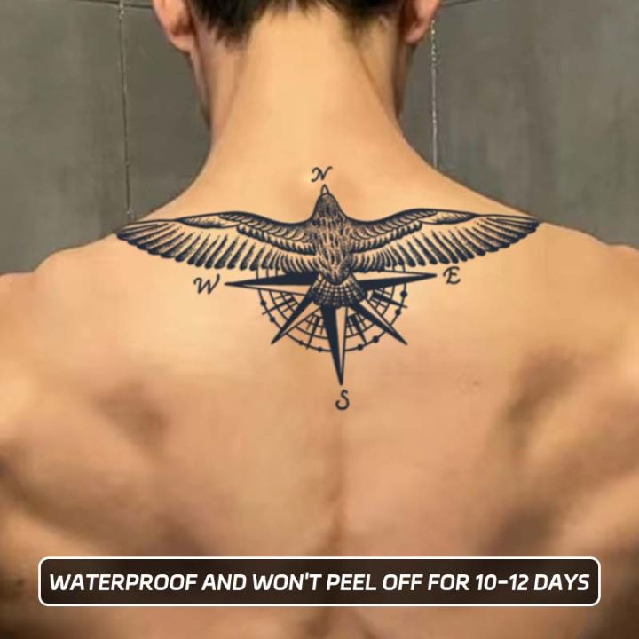 Long-lasting%20waterproof%20tattoo%20sticker%20non-reflective%20temporary%20tattoo%20eagle%20compass%20pattern%20fake%20tattoo%20on%20back%20of%20arm%20-%20Image%202