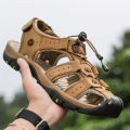 Genuine Leather Men Sandals Summer Men's Shoes Outdoor Water Shoes Leather Sandals For Men. 