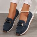 Spring New Women's Buckle Low-top Casual Shoes Fashion Round-toed Vulcanized Shoes Comfortable Slip-on Women's Flat Shoes. 