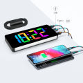 Digital Alarm Clock Desk/Wall Dimmable Electronic Clock with RGB Atmosphere Night Light  Rainbow Time USB Charger Week Display. 