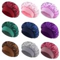 Women Satin Bonnet Hair Bonnet for Sleeping Hair Care Silk Bonnets Solid Wide-brimmed Sleeping Hat with Elastic Soft Band.