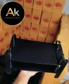 2- layer Wall mount wifi router stand, metal shelf for tv box & remotes black.