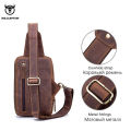BULLCAPTAIN Men's Crossbody Bags Crazy Horse Leather Chest Bag's Leather Crossbody Bages Retro Men's Zip Pocket Short Travel Bag. 