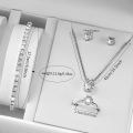 6PCS/Set Women's Watch Fashion Silver Steel Band Analog Quartz Watches Diamond Jewelry Set（Without Box）. 
