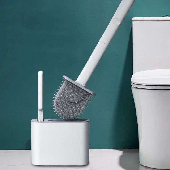 Silicone%20Toilet%20Brush%20Cleaning%20Brush%20Flat%20Head%20Flexible%20Wall%20Mounted%20Toilet%20Bowl%20Cleaner%20Brush%20Holder%20Set%20for%20WC%20Bathroom%20-%20Image%203