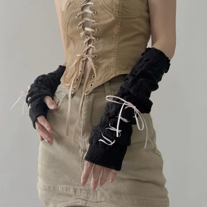 Fingerless%20Long%20Wrist%20Gloves%20Arm%20Warmers%20False%20Sleeves%20Knitted%20Gloves%20Finger%20Sleeves%20Cover%20Black%20White%20Half%20Finger%20Gloves%20-%20Image%202