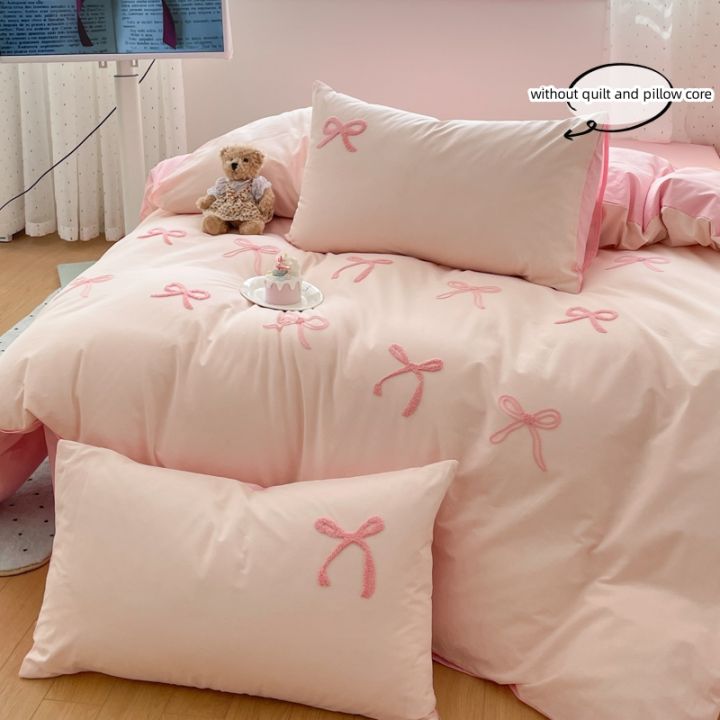 3%20Piece%20Sheet%20Set%20%20pink%20bowknot%20embroidery%20Quilt%20Set%20%EF%BC%8C%20comfortable%20embroidery%20%20Bedding%20Set%20Bedspread%20for%20All%20Season%20-%20Image%205