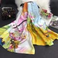 Printed Silk Scarf for Women - Natural Silk Hijab, Lightweight Stole, 72"x32", Multiple Designs. 