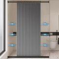 Magnetic Foldable Linen Bath Curtain Waterproof for Walk-In Shower - No Included Adjustable Rod.