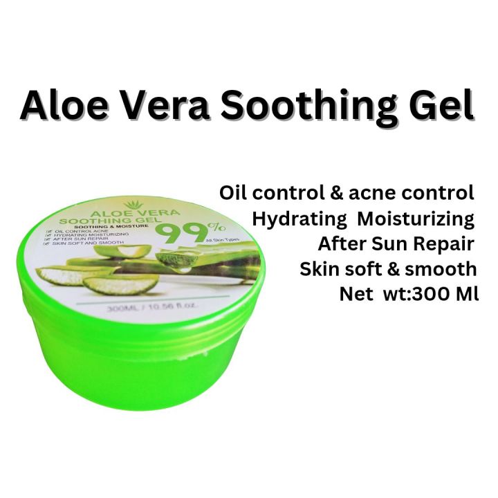 Aloe Vera Soothing Gel Oil Contron Acne Control 99% Aloe Vera Gel Best Quality Net Wt:300 Ml