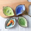 1/4PCS Leaves Ceramic Saucer Creative Ice Crack Glaze Leaf Ceramic Seasoning Soy Sauce Vinegar Plates Kitchen Multi-Purpose Dish.