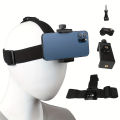 Head-Mounted Smartphone Holder First-Person View Video Outdoor Live Bracket For GoPro 10 9 8 7 6 5 4 DJI Action 2 For IPhone 13. 