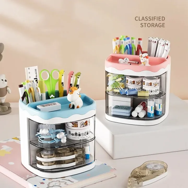 Pen Holder Large Capacity Desktop Multifunctional Stationery Storage Box Student Desk Storage Box Office Creative Pen Box