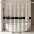 High-Quality PEVA Goldfish Shower Curtain - Transparent Bathroom Decor with Orange Fish and Stone Design, Includes 12 Hooks. 