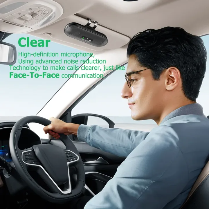 Bluetooth%205.4%20Car%20Kit%20Handsfree%20Dual%203W%20Speakerphone%20Sun%20Visor%20Speaker%20Mp3%20Player%20Wireless%20Music%20Receiver%20With%20Voice%20Assistant%20-%20Image%204