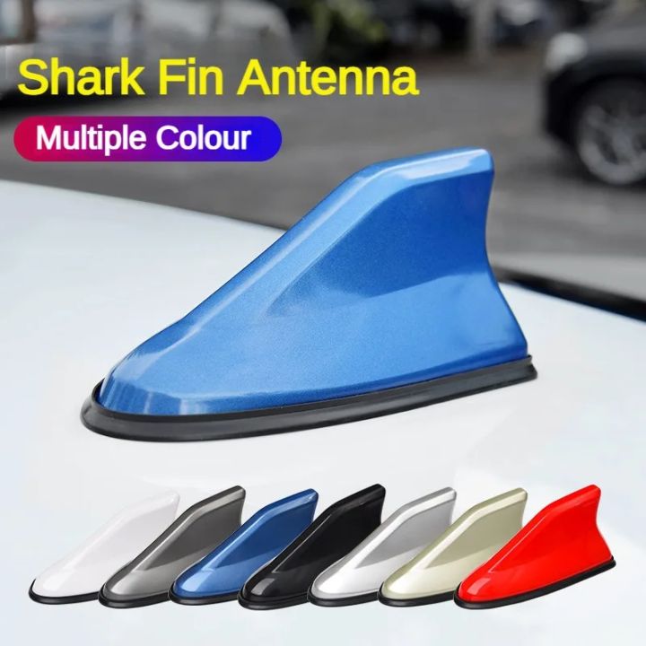 Universal Carbon Fiber Look Car Roof Top Mount Shark Fin Aerial Antenna Toppers Auto Radio AM FM Antenna Signal Amplifier