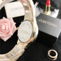 CONTENA Brand Women's Watch Luxury Crystal Gold White Quartz Wristwatch for Women Fashion Elegant Female Clock Relogio Feminino. 