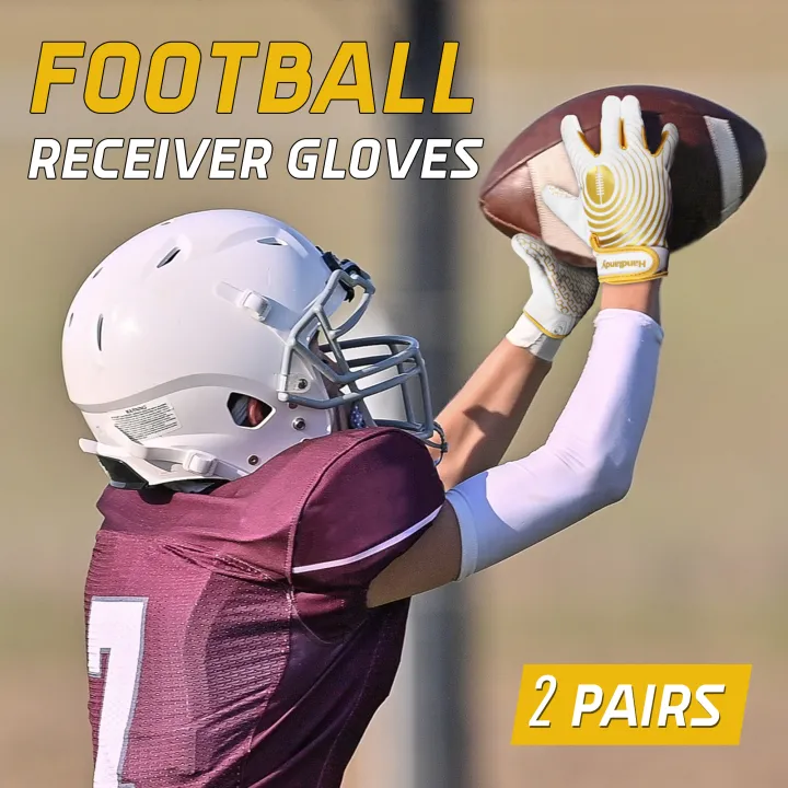 HANDLANDY%20Youth%20American%20Football%20Gloves,%20Sticky%20Wide%20Receiver%20Gloves%20for%20Kids,%20White%20and%20Gold%20Stretch%20Fit%20Rugby%20Gloves%20-%20Image%205