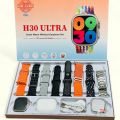 H30 Ultra smart watch with 7 Different strap in Rendom Colour, wireless Airbuds, Watch cover and Watch Glass Protector | 49mm Big HD Display | Bluetooth watch, Touch watch and 7 strap watch. 