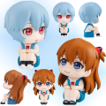 2 estilos, 11cm, Q Ver. Figura de cabeza grande de neón de Genesis Evangelion, modelo de Ayanami Rei Asuka, postura sentada.