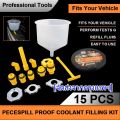 Hongkong60 Car Accessories 15Pcs/Set Plastic Funnel Contains Fits All Vehicles Oil Pouring Tool Anti-Spill Coolant Filling Kit. 