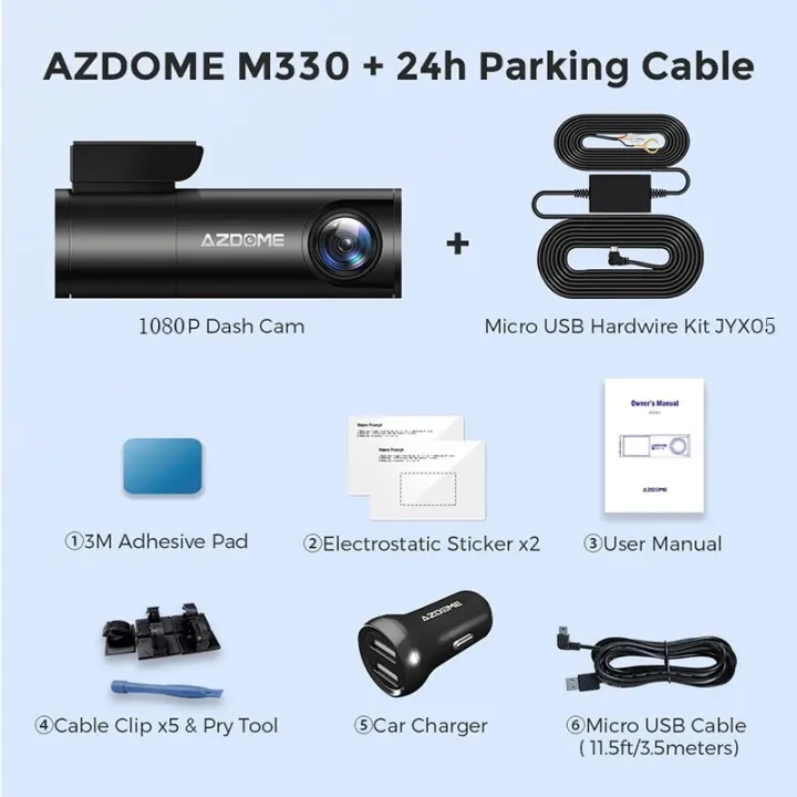 AZDOME%20M330%20Dash%20Cam%20English%20Voice%20Control%201080P%20Mini%20Car%20DVR%20WiFi%20Camera%20for%20Vehicle%20Night%20Vision%20G-Sensor%2024H%20Parking%20Monitor%20-%20Image%203
