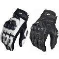 Driving Black White Motorcycle Gloves Genuine Leather Racing Glove Motorbike Sheepskin Cowhide Racing Goat Knight Touch Screen.