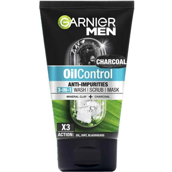 Garnier Men Oil Control 3-in-1 Charcoal Foam 100ml (Thailand)
