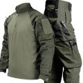 Field Training Suit Men Wear-Resistant Sets Breathable Long Sleeve Shirt Multi-Pocket Pant Autumn Outdoor Training Suit.