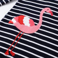 DXTON Hooded Girls Dress Flamingo Children Hoodied Dress Striped Cotton Toddler Straight Dresses Applique Winter Kids Daily Wear. 