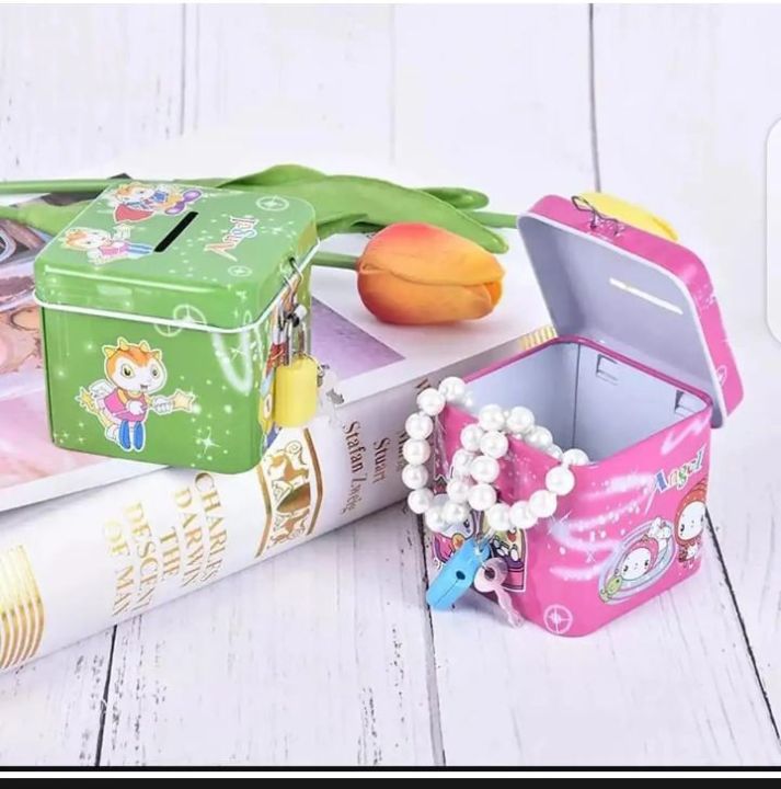 cute cartoon character money box with lock ,coin box home decor best for kids