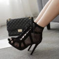 Women's Heels Sandals Summer Trend High Top Dance Shoes Black Ballroom Boots Salsa Tango Shoe Girl Fashion Party Mesh 2023.