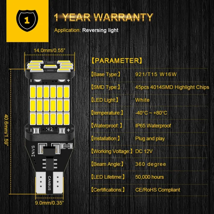 BMTxms%202pcs%20W16W%20T15%20LED%20Canbus%20Reverse%20Light%20Bulb%20921%20912%20Back%20Up%20Car%20Lamp%20For%20Mercedes%20Benz%20W212%20W221%20W176%20W164%20CL%206500K%20White%20-%20Image%204
