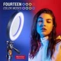 RGB Ring Light MJ 36CM 14.1 inch-With mobile holder-video beauty fill light- Best ring light with beautiful result- (stand not included). 